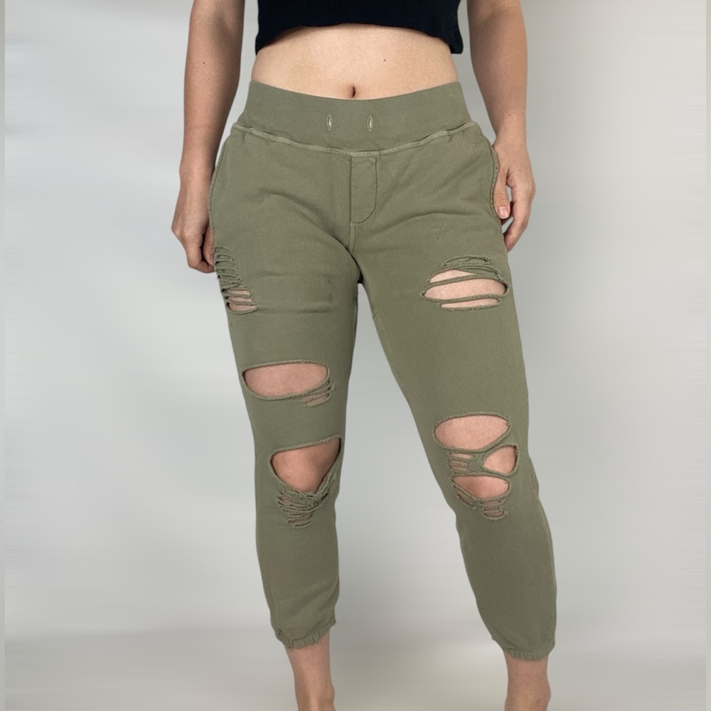 NSF Destroyed Sweatpant Mid‎ Rise Jogger Casual Size Small Made in USA Cotton